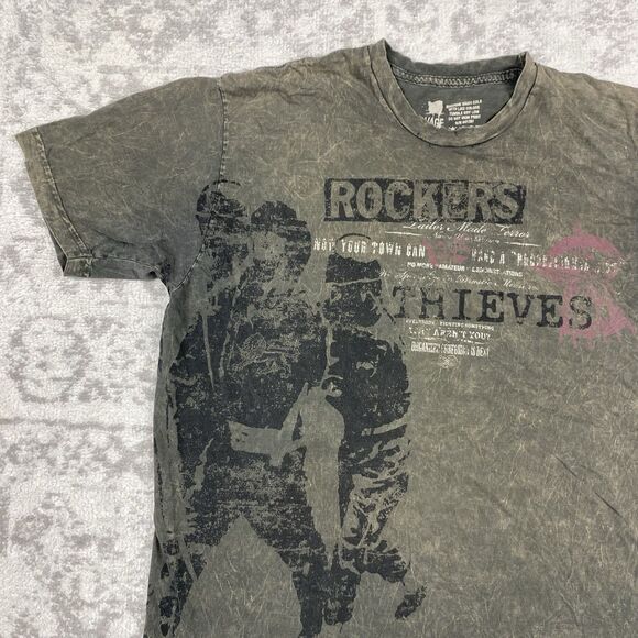 Salvage T Shirt Grunge  Y2K “Rockers Thieve” Men’s Short Sleeve Mens Size Large - Picture 3 of 6